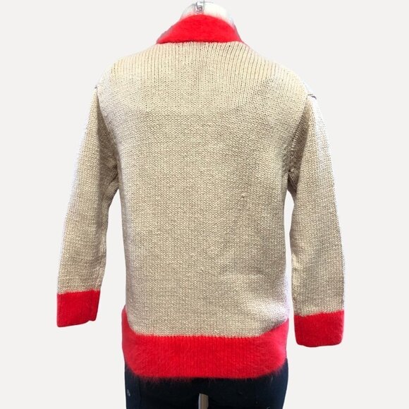 Juicy Couture Angora Trim Knit Beige/Red Cardigan Y2K Size Sm/Md - Picture 2 of 10